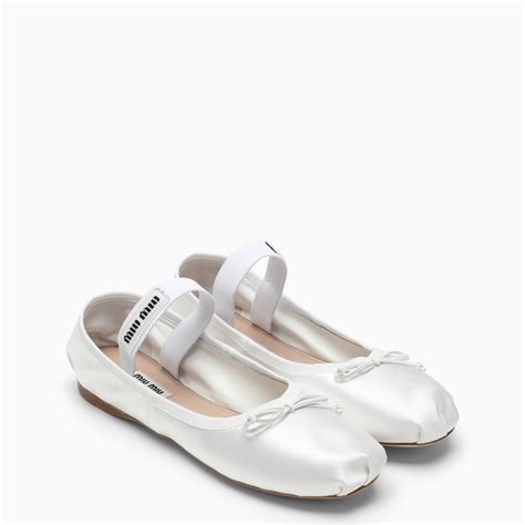 miu miu ballerina white|White Satin Ballerinas .